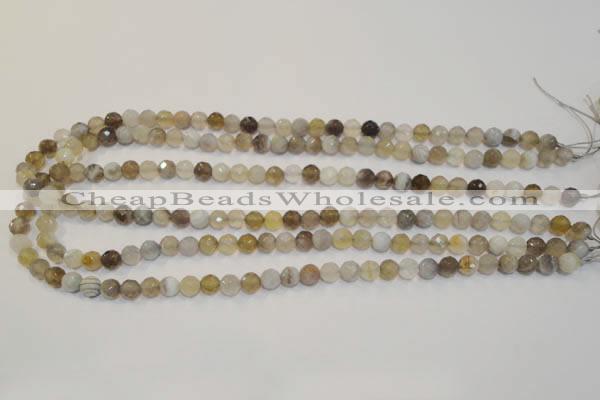 CAG2421 15.5 inches 6mm faceted round Chinese botswana agate beads