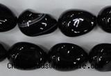 CAG2900 15.5 inches 13*18mm twisted teardrop black line agate beads