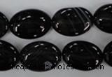 CAG2918 15.5 inches 13*18mm oval black line agate beads