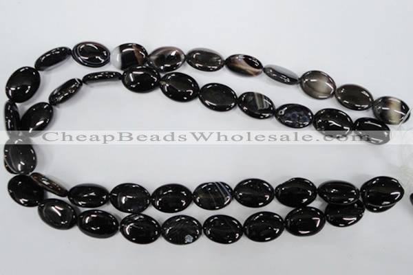 CAG2918 15.5 inches 13*18mm oval black line agate beads