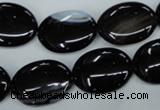 CAG2919 15.5 inches 15*20mm oval black line agate beads