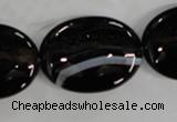 CAG2921 15.5 inches 22*30mm oval black line agate beads