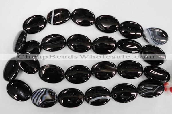 CAG2921 15.5 inches 22*30mm oval black line agate beads