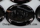 CAG2922 15.5 inches 30*40mm oval black line agate beads