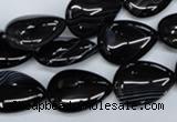 CAG2926 15.5 inches 13*18mm flat teardrop black line agate beads