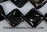 CAG2936 15.5 inches 18*18mm diamond black line agate beads