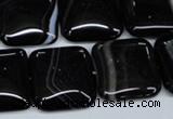 CAG2947 15.5 inches 20*20mm square black line agate beads