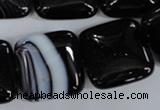 CAG2948 15.5 inches 22*22mm square black line agate beads