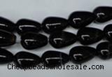 CAG2962 15.5 inches 8*12mm teardrop black line agate beads