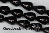 CAG2963 15.5 inches 10*14mm teardrop black line agate beads