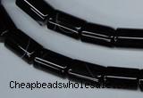 CAG2975 15.5 inches 8*14mm tube black line agate beads