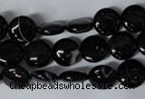 CAG2991 15.5 inches 10mm flat round black line agate beads