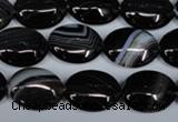 CAG3002 15.5 inches 12*16mm oval black line agate beads