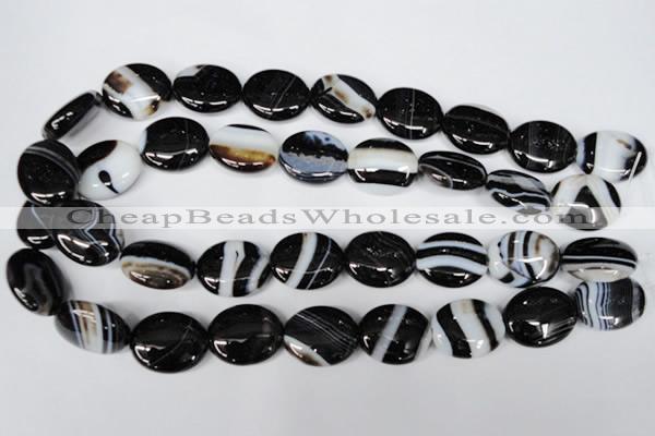 CAG3005 15.5 inches 18*22mm oval black line agate beads