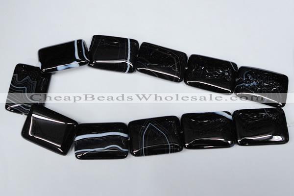 CAG3027 15.5 inches 25*35mm rectangle black line agate beads