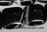 CAG3037 15.5 inches 25*25mm square black line agate beads