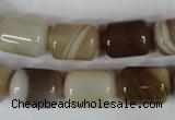 CAG3123 15.5 inches 12*16mm column brown line agate beads