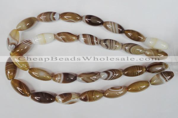 CAG3126 15.5 inches 12*25mm rice brown line agate beads