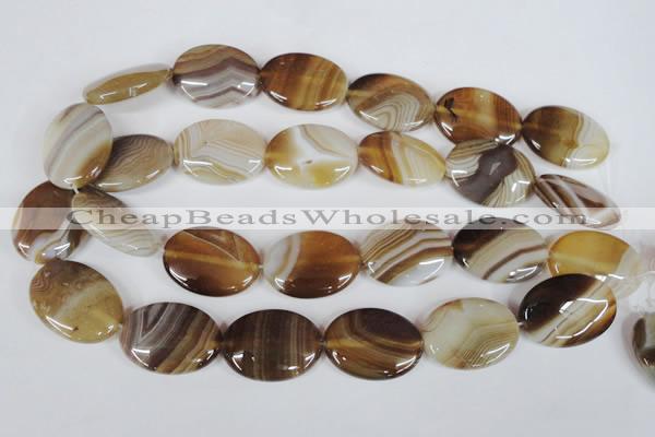 CAG3133 15.5 inches 13*18mm oval brown line agate beads