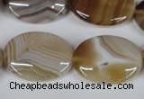 CAG3135 15.5 inches 18*25mm oval brown line agate beads