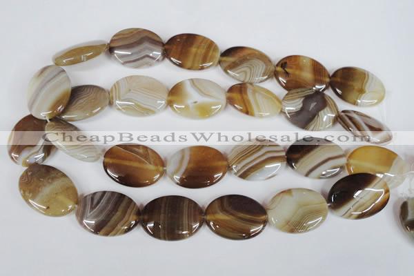 CAG3135 15.5 inches 18*25mm oval brown line agate beads