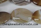 CAG3136 15.5 inches 22*30mm oval brown line agate beads