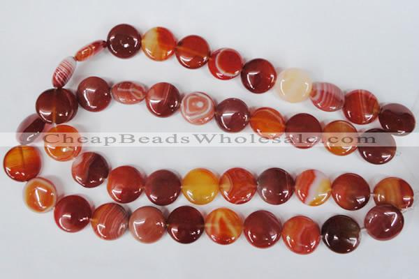 CAG3185 15.5 inches 18mm flat round red line agate beads