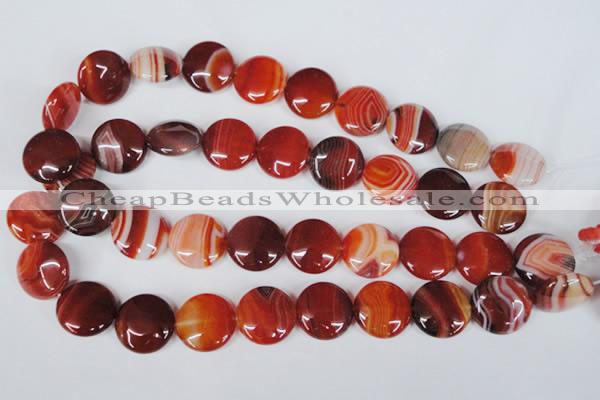 CAG3186 15.5 inches 20mm flat round red line agate beads