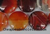 CAG3187 15.5 inches 22mm flat round red line agate beads