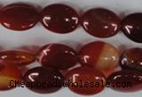 CAG3192 15.5 inches 10*14mm oval red line agate beads