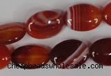 CAG3194 15.5 inches 13*18mm oval red line agate beads