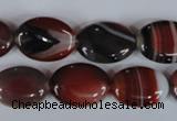 CAG3203 15.5 inches 13*18mm oval red line agate beads