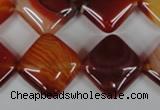 CAG3234 15.5 inches 16*16mm diamond red line agate beads