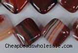 CAG3240 15.5 inches 16*16mm diamond red line agate beads