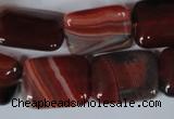 CAG3264 15.5 inches 15*20mm rectangle red line agate beads