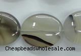 CAG3326 15.5 inches 20*30mm oval natural grey agate beads