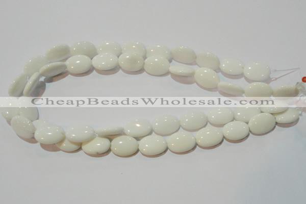 CAG3432 15.5 inches 13*18mm oval white agate gemstone beads