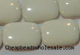 CAG3441 15.5 inches 18*25mm rectangle white agate gemstone beads