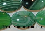 CAG3465 15.5 inches 22*30mm oval green line agate beads