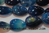 CAG3470 15.5 inches 13*18mm flat teardrop blue line agate beads