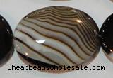 CAG3500 15.5 inches 30*40mm oval brown line agate beads