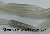 CAG3562 15.5 inches 6*30mm teardrop grey agate gemstone beads