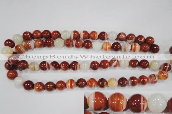 CAG3589 15.5 inches 12mm round red line agate beads wholesale