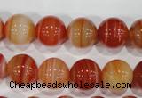 CAG3590 15.5 inches 14mm round red line agate beads wholesale