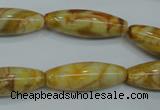 CAG3633 15.5 inches 10*30mm rice yellow crazy lace agate beads