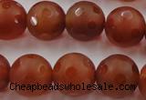 CAG3665 15.5 inches 16mm carved round matte red agate beads