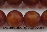 CAG3667 15.5 inches 20mm carved round matte red agate beads