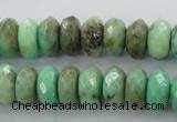 CAG3913 15.5 inches 5*10mm faceted rondelle green grass agate beads