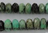 CAG3914 15.5 inches 7*12mm faceted rondelle green grass agate beads