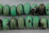 CAG3915 15.5 inches 8*14mm faceted rondelle green grass agate beads